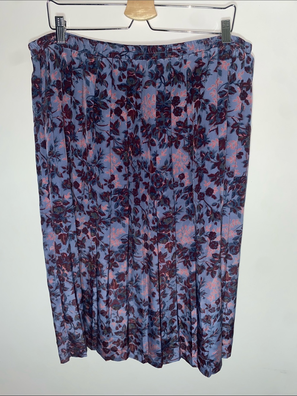Vintage Leslie Fay Pleated Floral Midi Skirt - Blue, Purple, Pink
